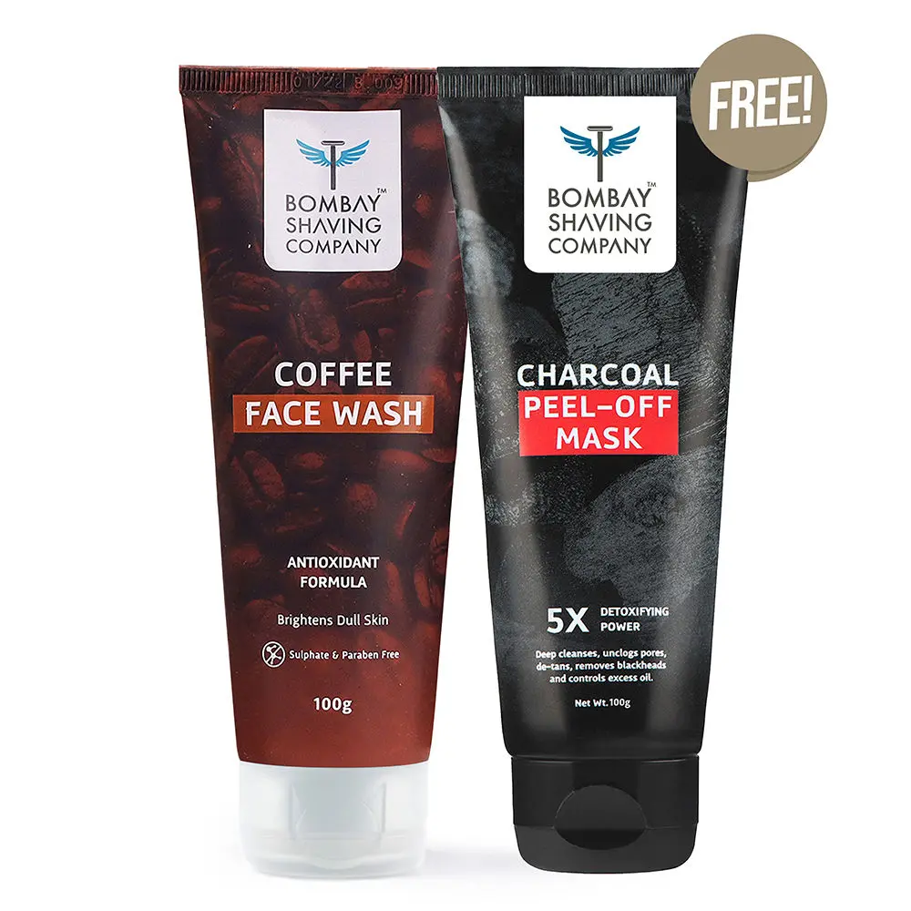 Bombay Shaving Company Coffee Face Wash and Charcoal Peel Off Mask 100g Combo