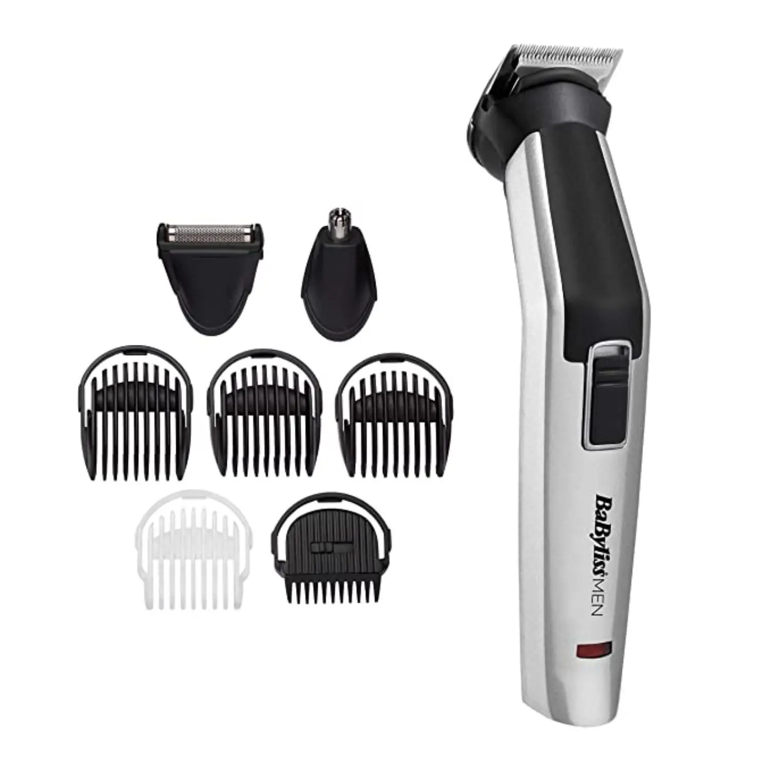 BaByliss 8-In-1 Titanium Multi-Purpose Trimmer,60 minute Run Time,Titanium Blades. Rotary Nose/ Ear Head (Black & Grey)