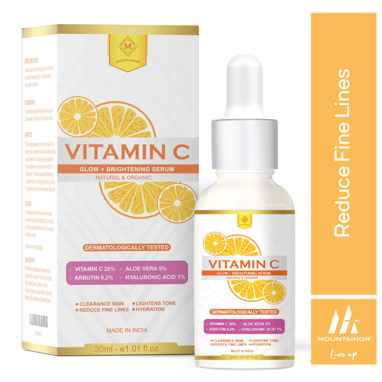 Mountainor 20% Vitamin C Face Serum For Glowing & Brightening Skin With Aloe Vera For Sensitive Skin