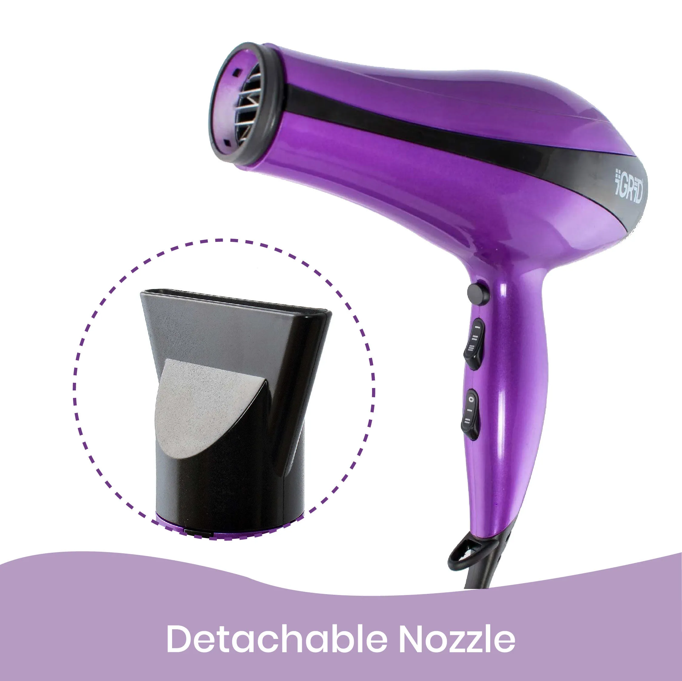 iGRiD Professional Hair Dryer for Men and Women - 2200W (Purple), BLHC-1645