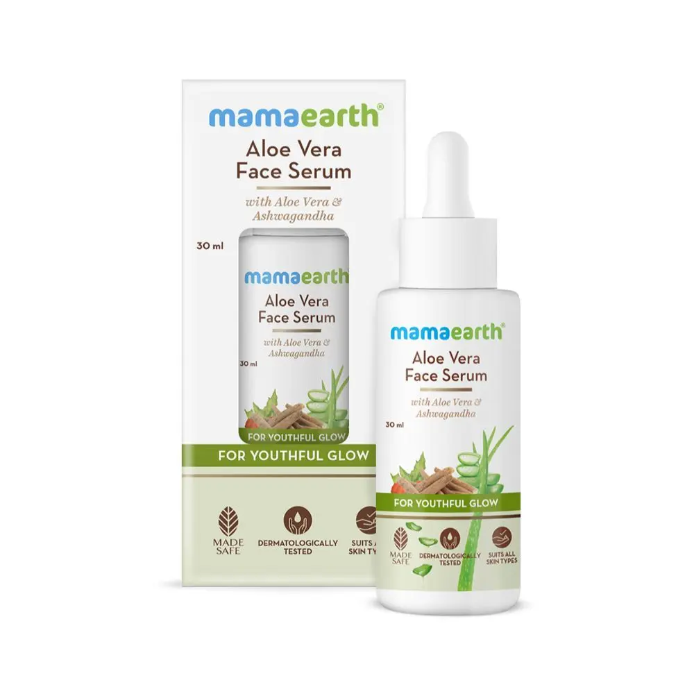 Mamaearth Aloe Vera Face Serum for glowing skin, with Aloe Vera & Ashwagandha for a Youthful Glow