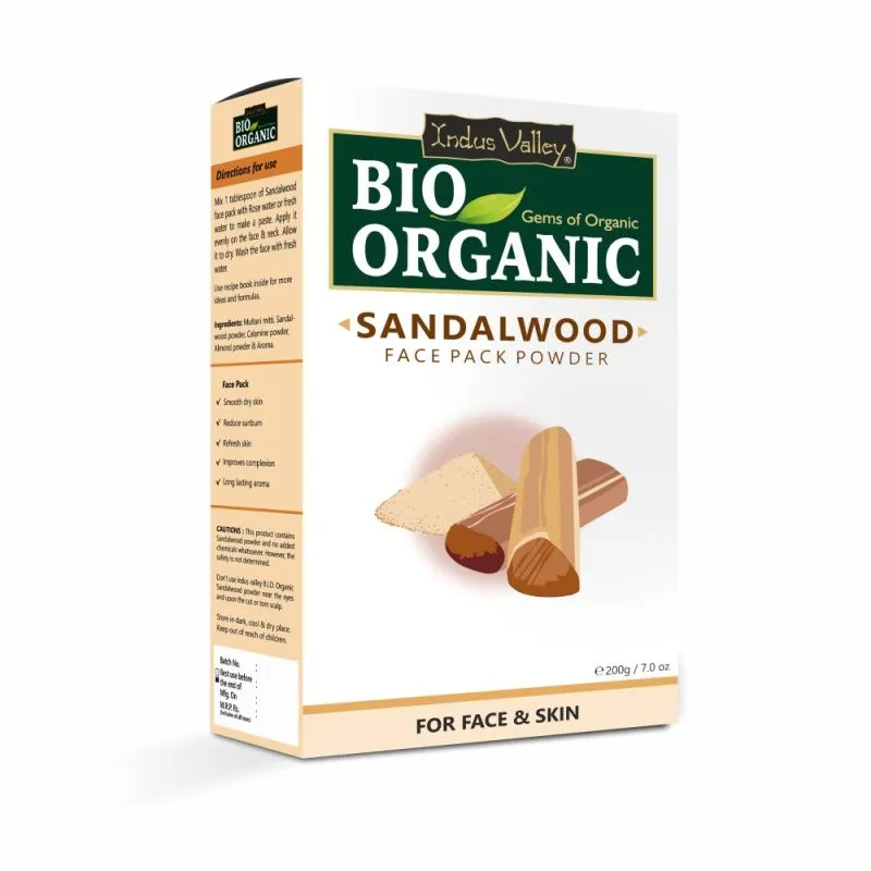 Indus Valley Bio Organic Sandalwood Powder 100% Organic for Glowing Skin & De-Tan