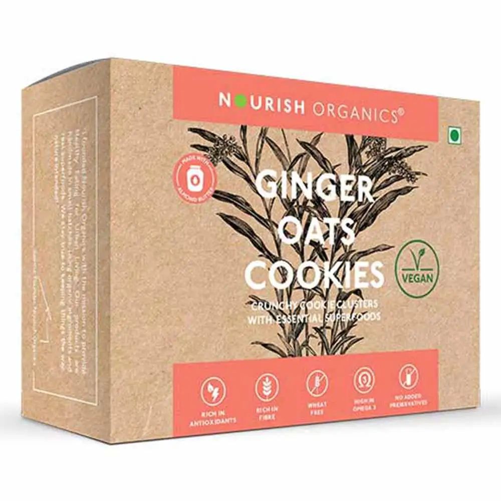 Nourish Organics Ginger Oats Cookies,  140 g  Unflavoured