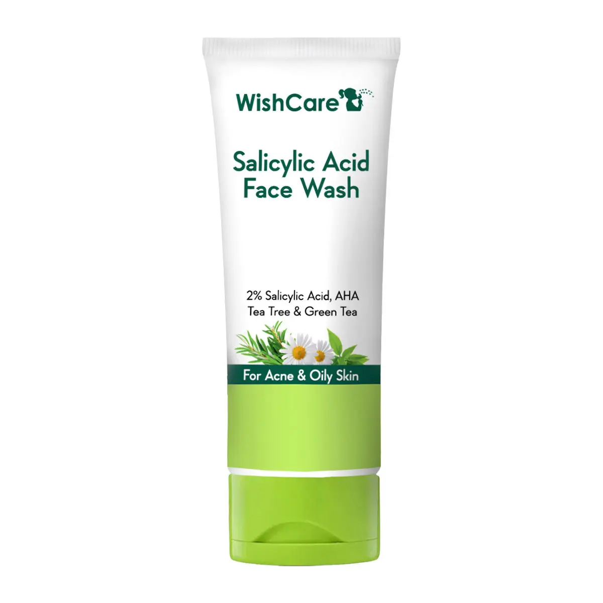 WishCare 2% Salicylic Acid with AHA, GreenTea, & TeaTree For Oliy Skin & Acne- Face Wash