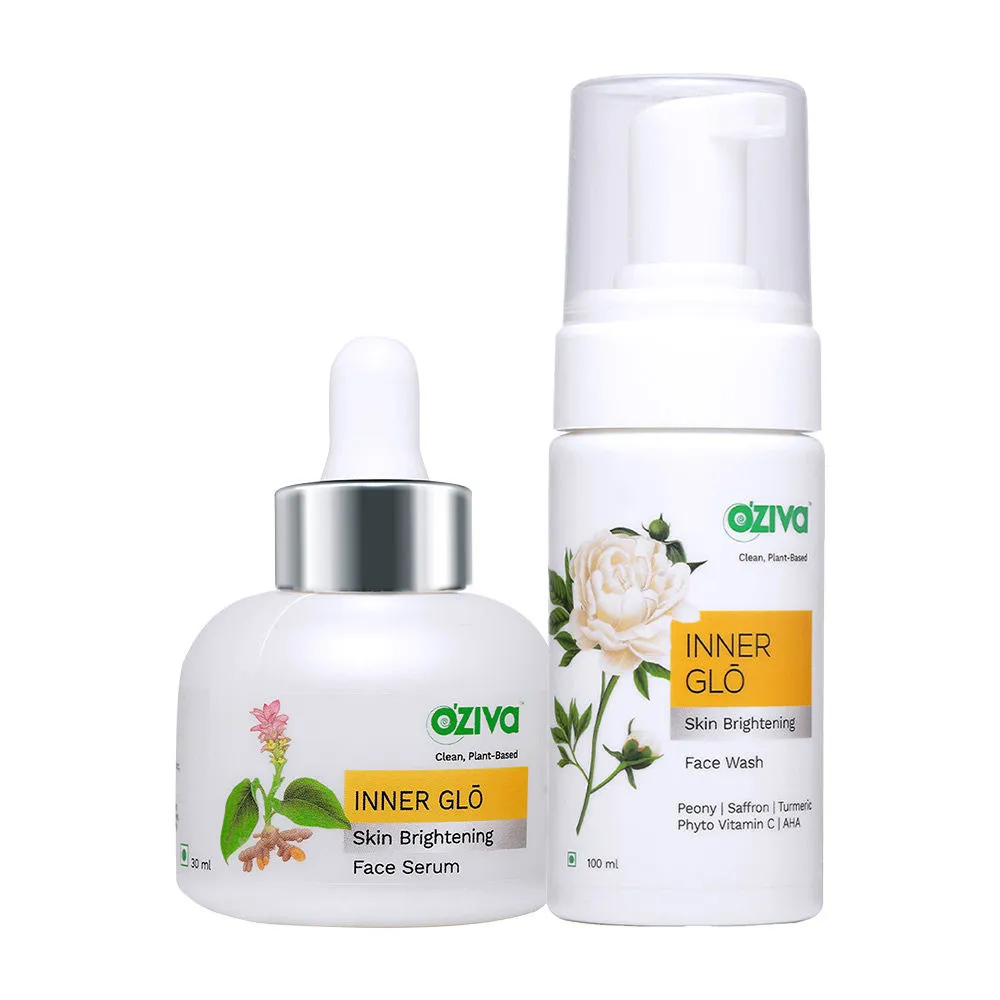 Oziva Skin Brightening Routine for Glowing Skin (Inner Glo Face Wash + Inner Glo Face Serum)