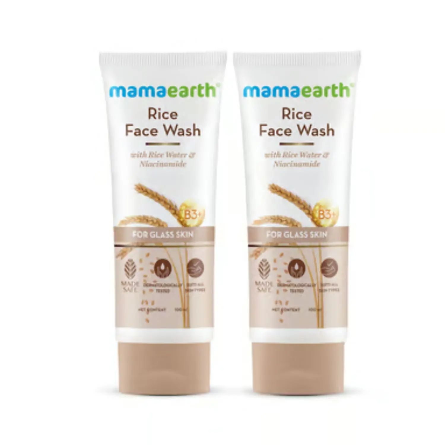 Mamaearth Rice Face Wash With Rice Water & Niacinamide for Glass Skin (100 ml) (Pack of 2)