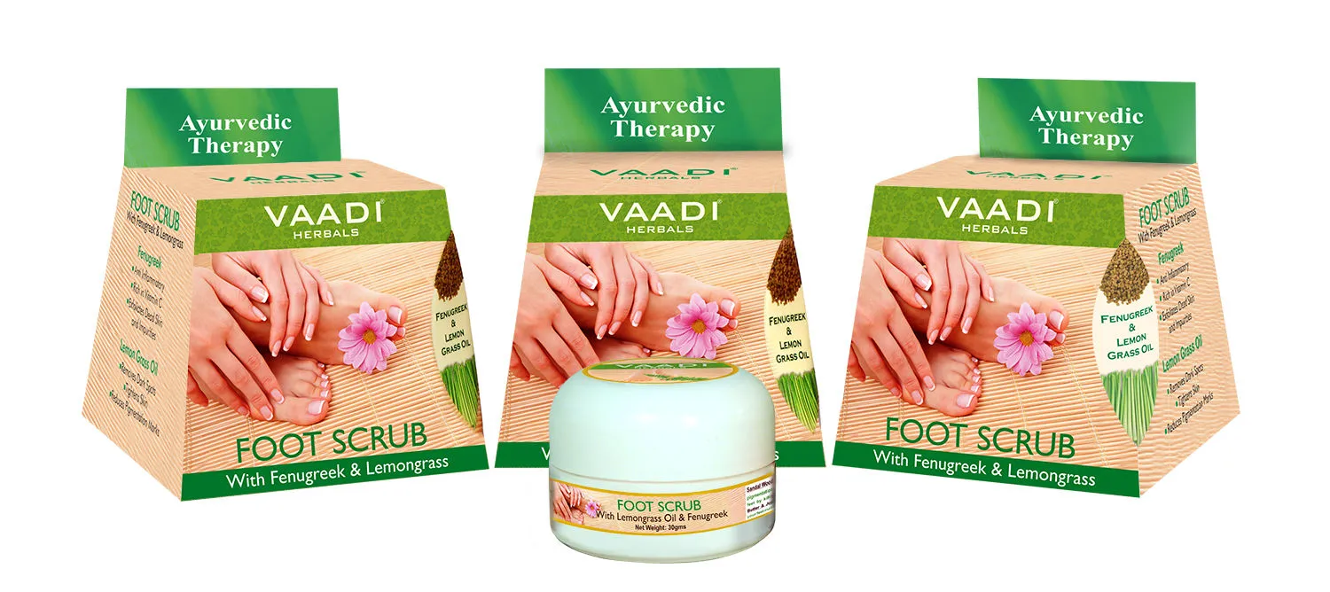 Vaadi Herbals Value Pack Of 3 Foot Scrub With Fenugreek & Lemongrass Oil