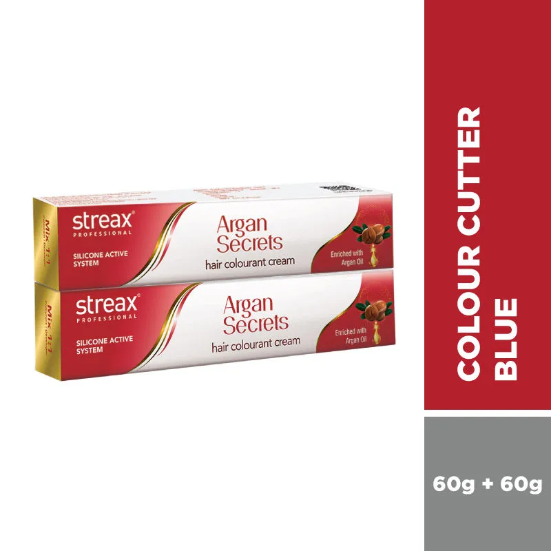 Streax Professional Argan Secret Hair Colourant Cream Colour Cutter - Blue (Pack Of 2)