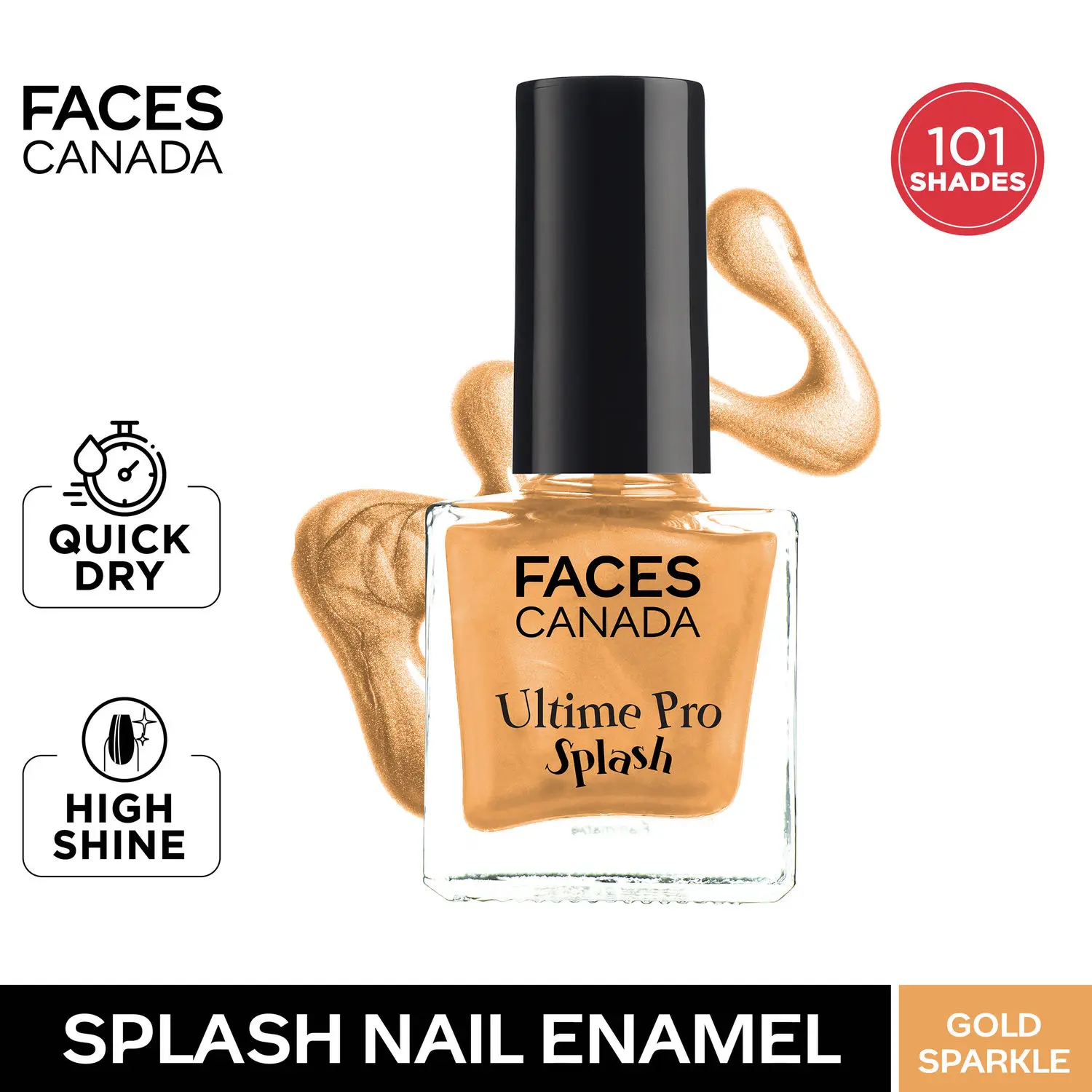 Faces Canada Ultime Pro Splash Nail Enamel Gold Sparkle 121