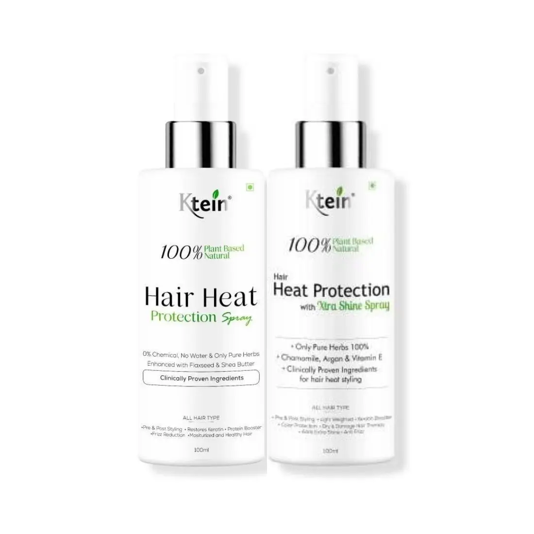 Combo ktein 100% Plant Based Natural Hair Heat ProtectionSpray + Ktein 100% Plant Based Natural Hair Heat Protection With xtra Shine Spray