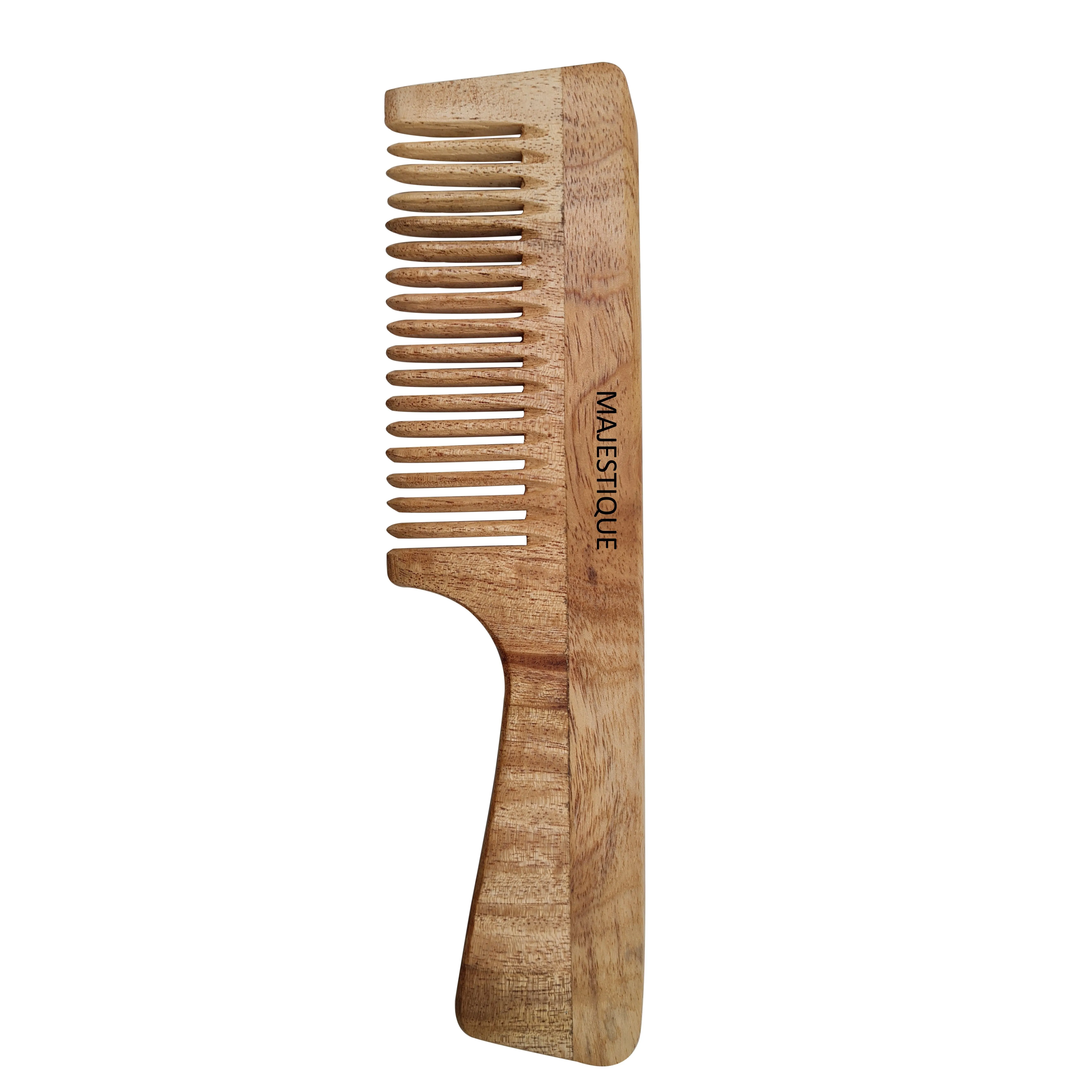 Majestique Wooden Hair Comb With Handle