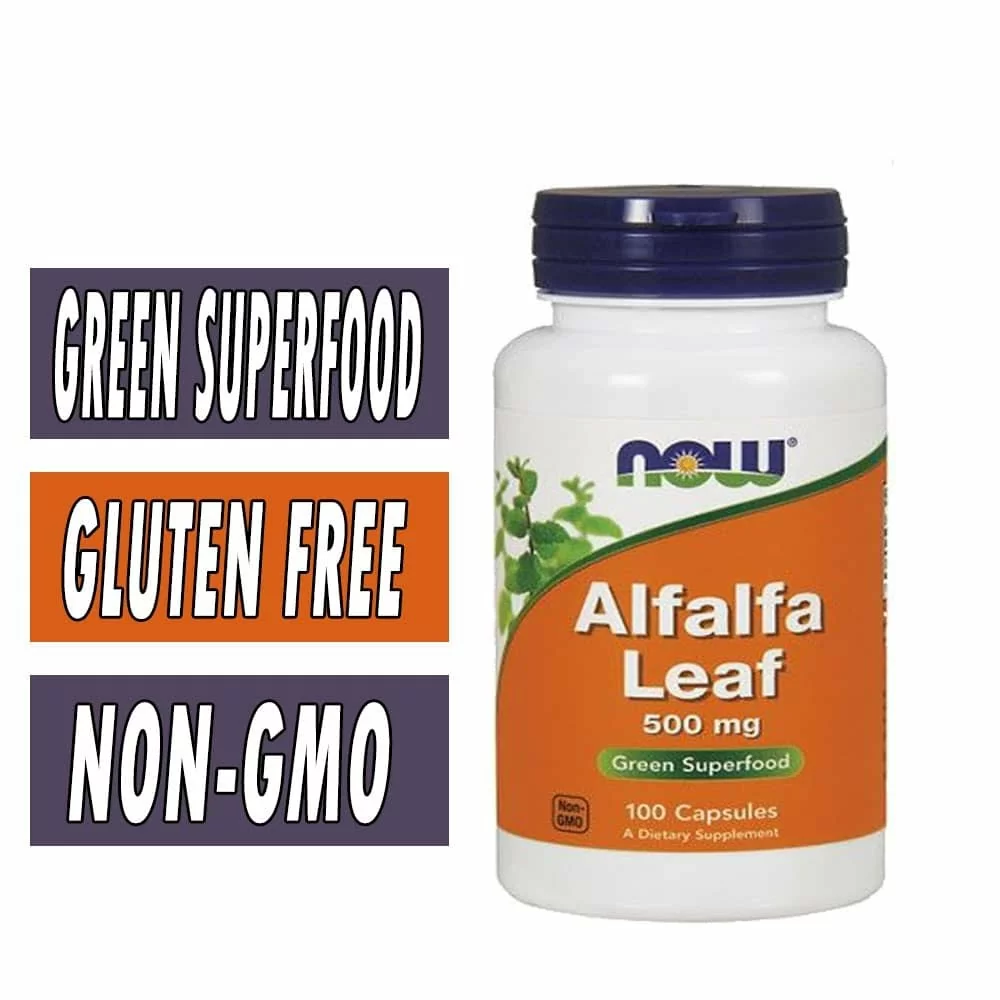 NOW Alfalfa Leaf- 500 mg - 100 Capsules