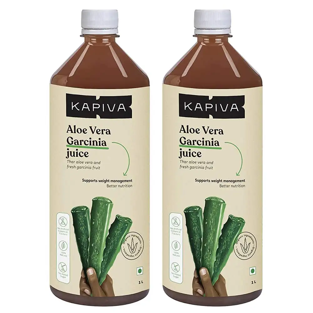 Kapiva Aloe Vera + Garcinia Juice (Supports Weight Management),  1 L  Unflavoured (Pack of 2)