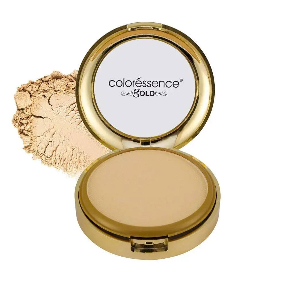 COLORESSENCE Glitterati Compact Powder Gold Range SPF 15 Oil Free Matte Finish Face Satin Pressed Formula, 10g - Sand Beige