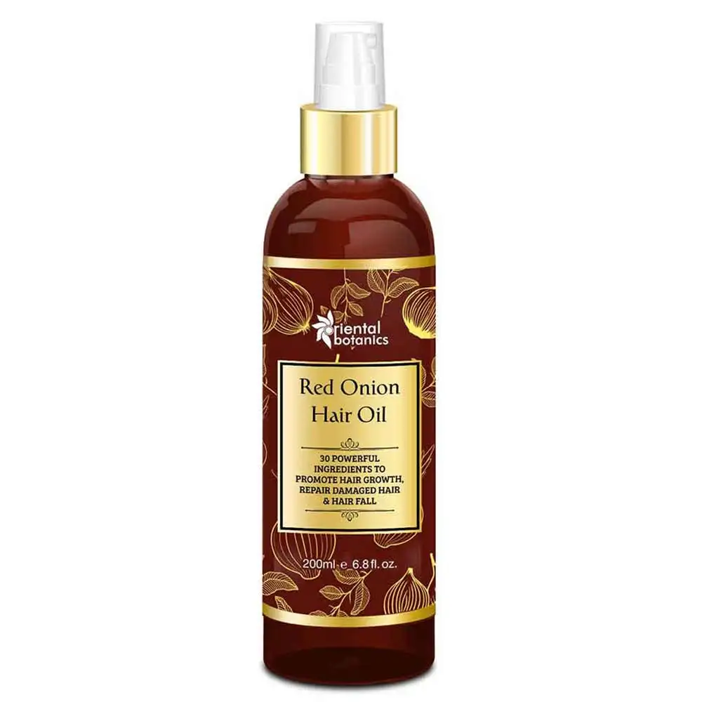 Oriental Botanics Red Onion Hair Oil,  200 ml  with 30 Oils & Extracts for Complete Hair Repair (No Mineral Oil)