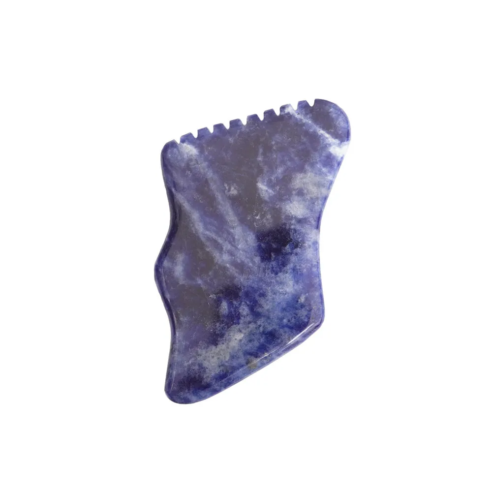 Getmecraft Sodalite Gua Sha Facial Massage Tool With Teeth Shape Sides And Ridges