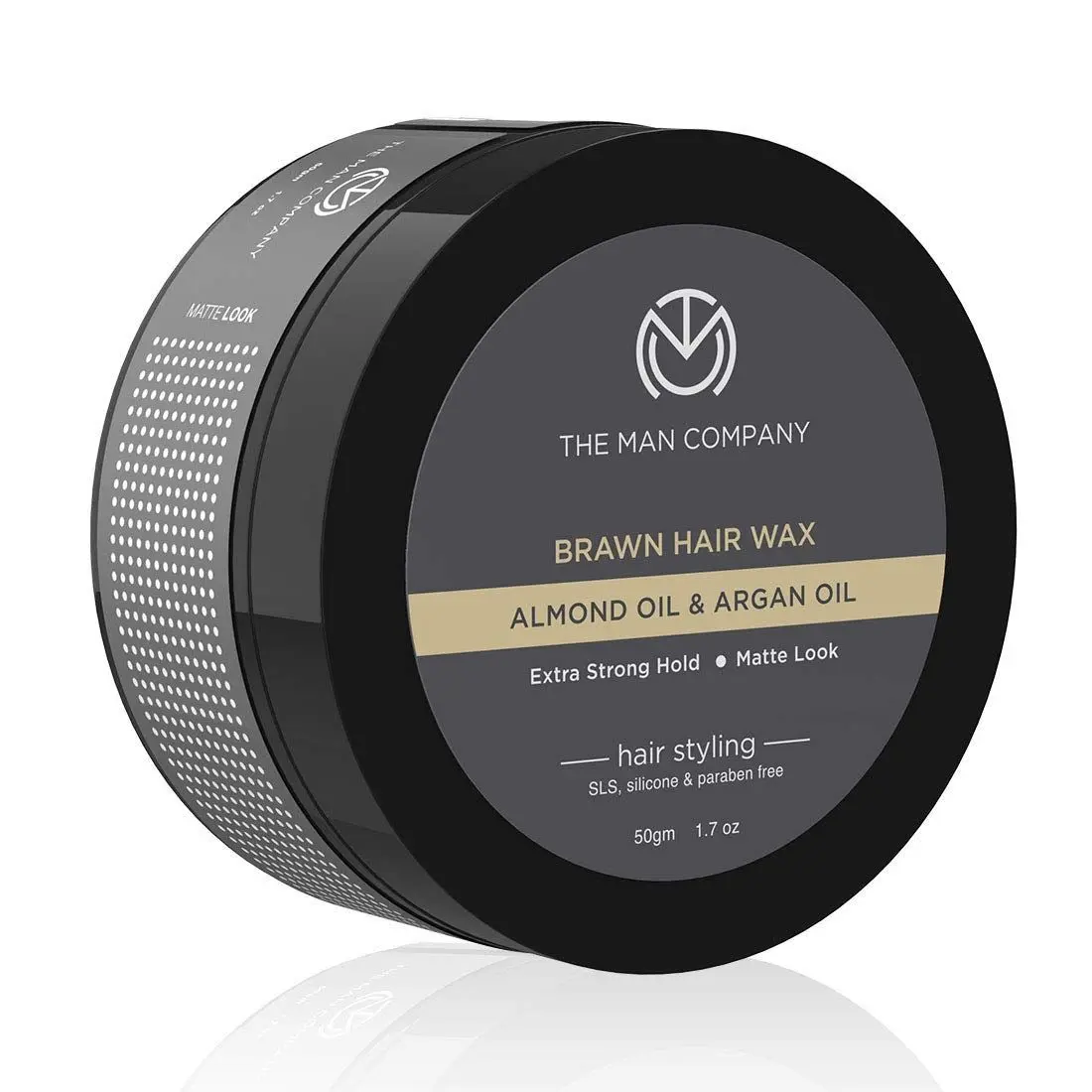 The Man Company Brawn Hair Styling Wax for Men | Strong Hold, Matte Finish | Natural Almond & Argan Oil | Volume & Nourishment to Hair - 50gm