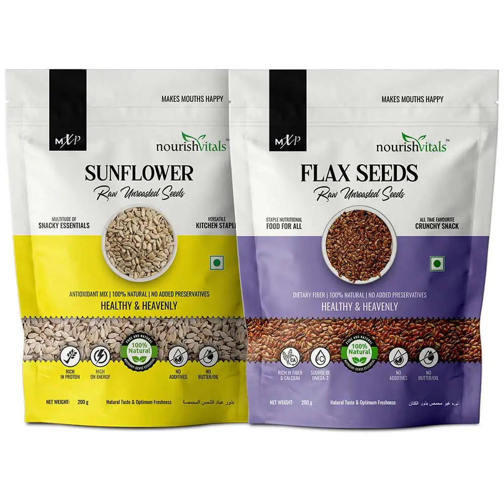 NourishVitals Healthy Munching Combo,  Sunflower + Chia Raw Unroasted Seeds  2 Piece(s)/Pack