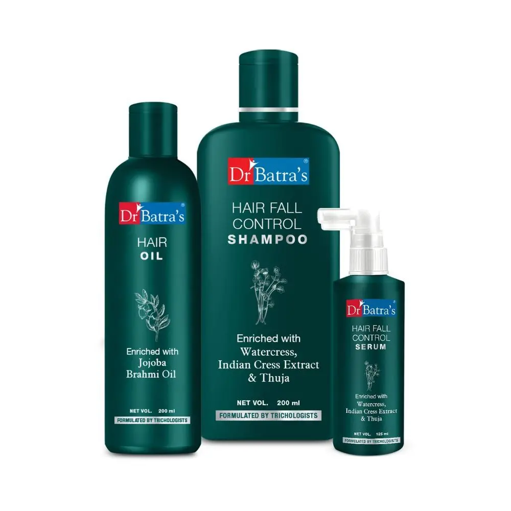 Dr Batra's Hair Fall Control Serum-125 ml, Hairfall Control Shampoo- 200 ml   and Hair Oil - 200 ml