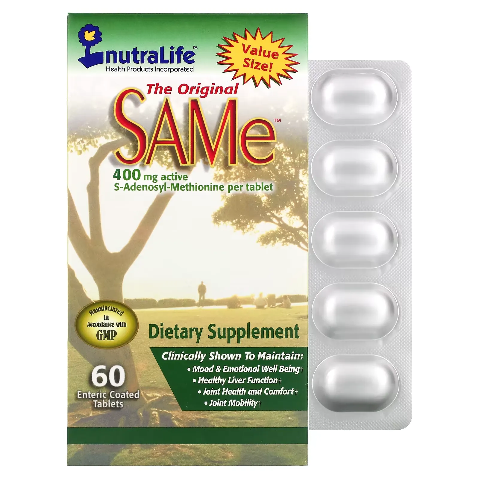 SAMe (Disulfate Tosylate), 400 mg, 60 Enteric Coated Caplets