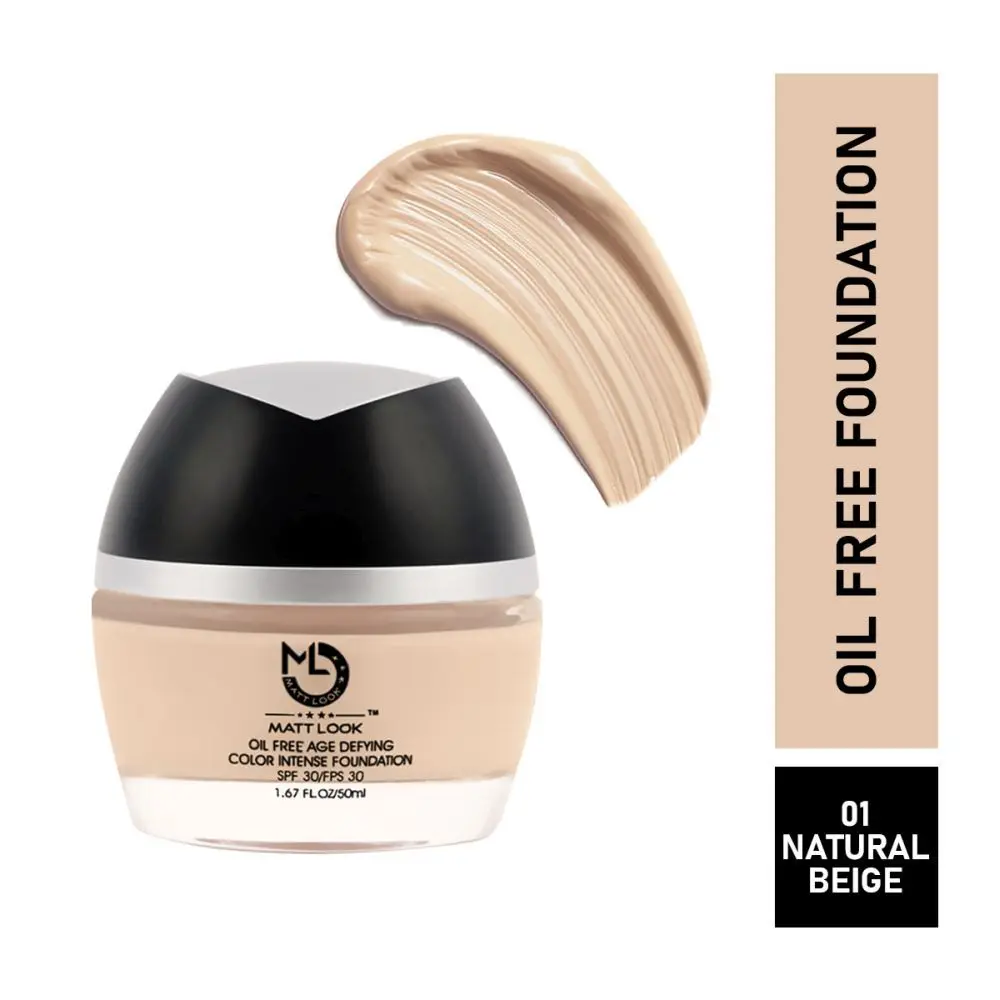 Matt look Oil Free Age Defying Colour Intense Foundation SPF 30/ FPS 30, Natural Beige (50 ml)