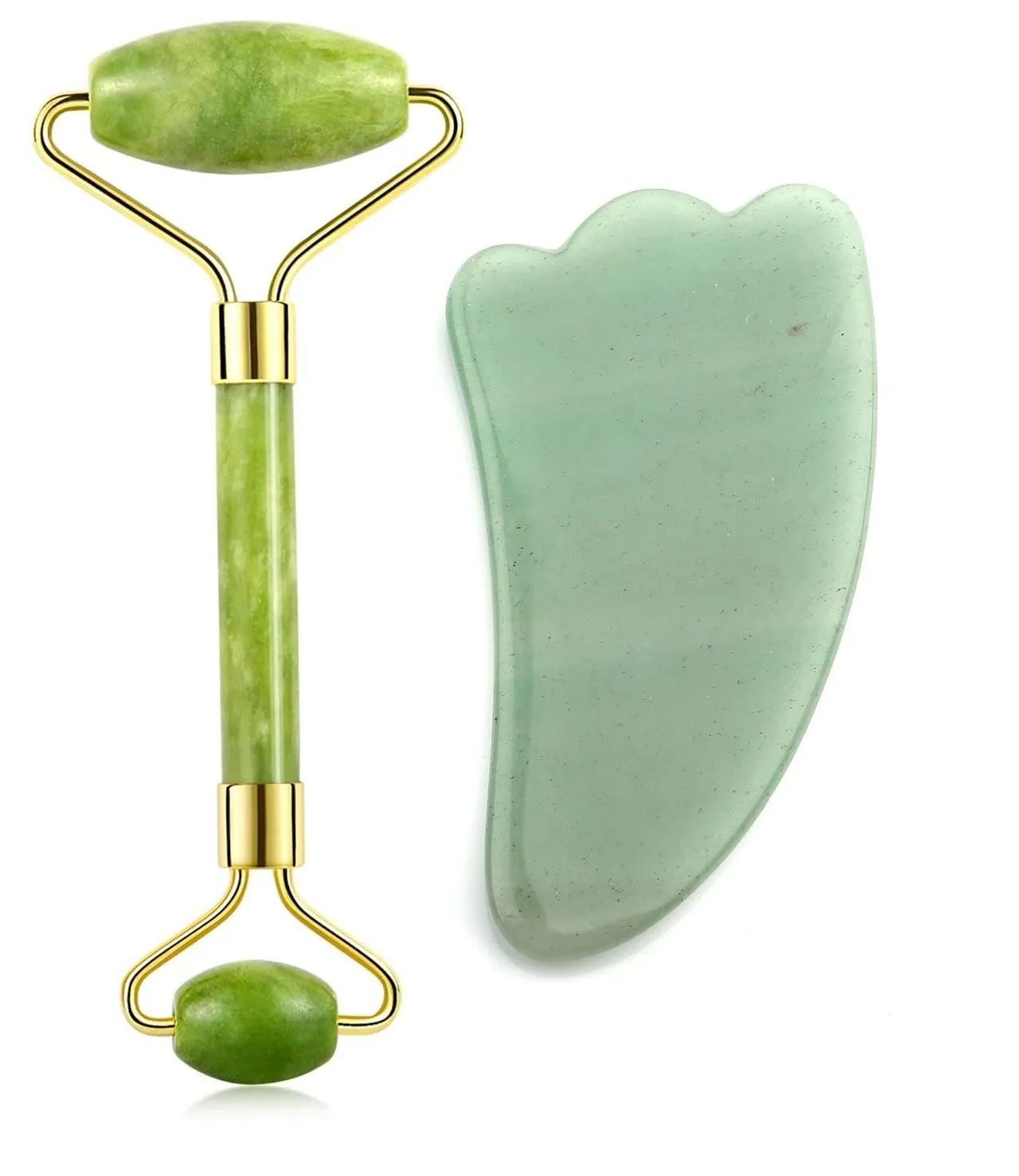 Getmecraft Jade Roller For Face Massager And Wing Shape Gua Sha Facial Massage Tool Set