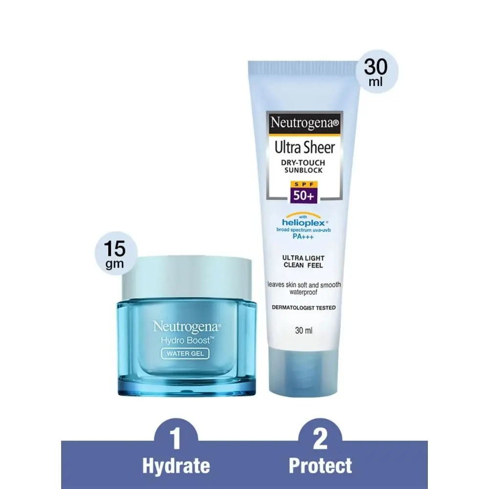 Neutrogena Hydro Boost Water Gel - Mini (15gm) & Neutrogena Ultra Sheer Spf 50 Cream - 30 ml