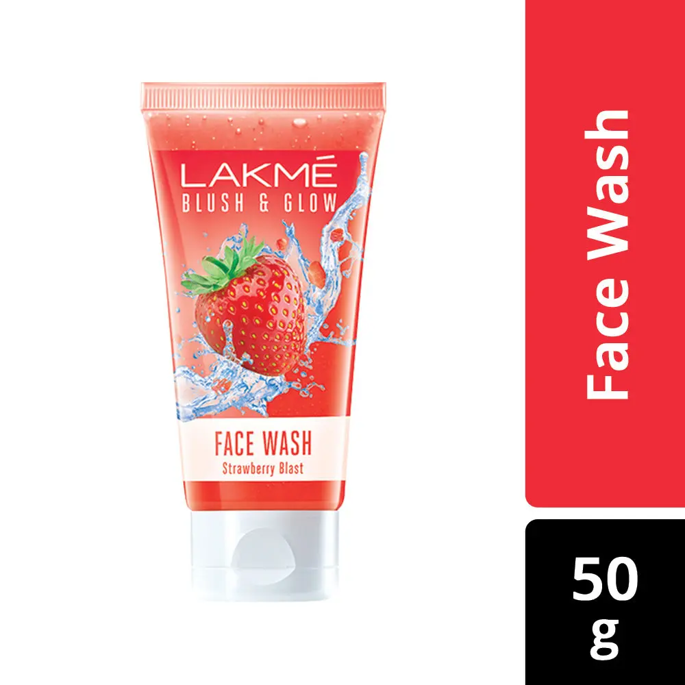 Lakme Blush & Glow Strawberry Gel Face Wash, 100% Real Strawberry Extract,50g