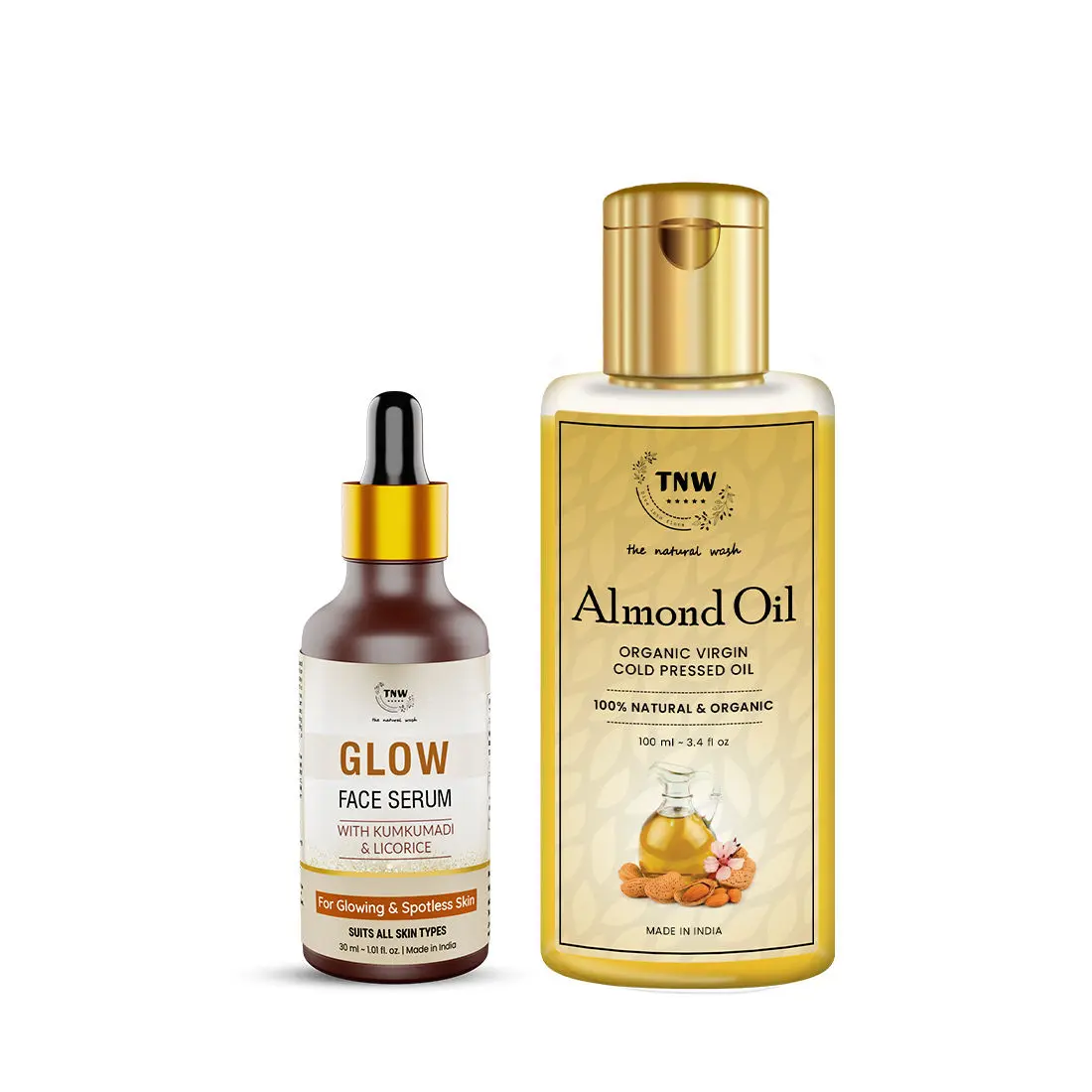 Combo of 2- Almond Oil 100ml & Glow Face Serum 30ml