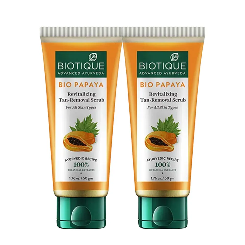 Biotique Bio Papaya Revitalizing Tan Removal Scrub - Pack of 2