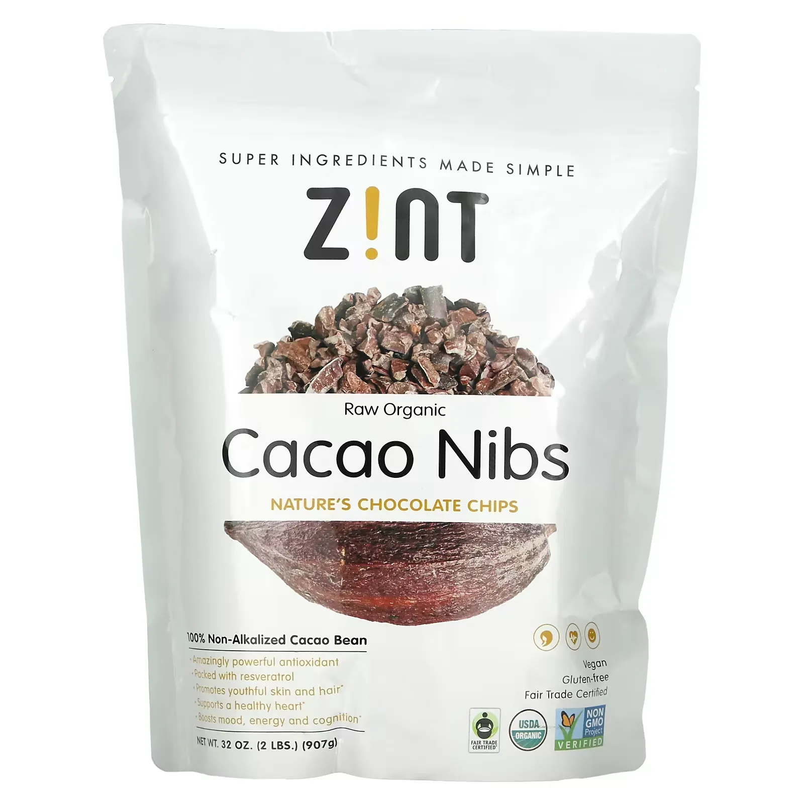 Raw Organic Cacao Nibs, 32 oz (907 g)