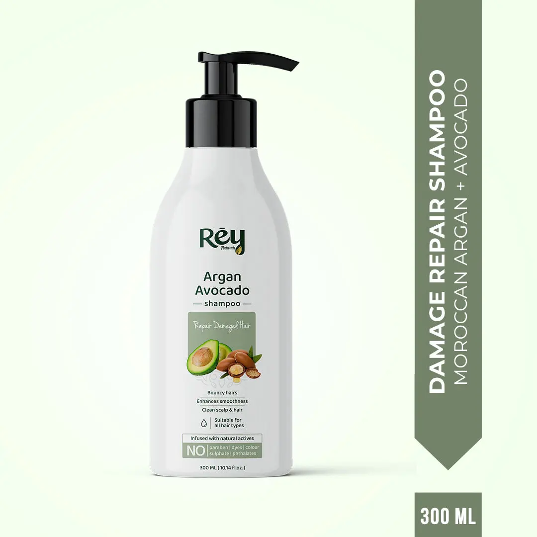 Rey Naturals Avocado Shampoo to Repair Damaged Hair|Natural Actives|Paraben and Sulphate Free | For Smooth Hair | Reduces Frizzy Hair & Dryness | Suitable for Men and Women | 300 ML