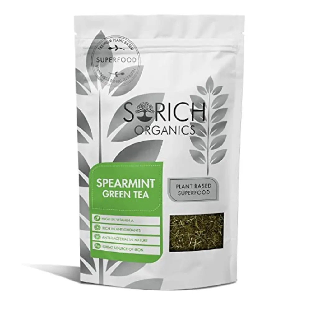 Sorich Organics Spearmint Green Tea - 50 Gm - Helps in Hormonal Imbalance & Facial Hair |Organic Spearmint Leaves | Refreshing Tea | Green Tea for Weight loss| Tea for PCOS & PCOD | Whole Leaf Tea