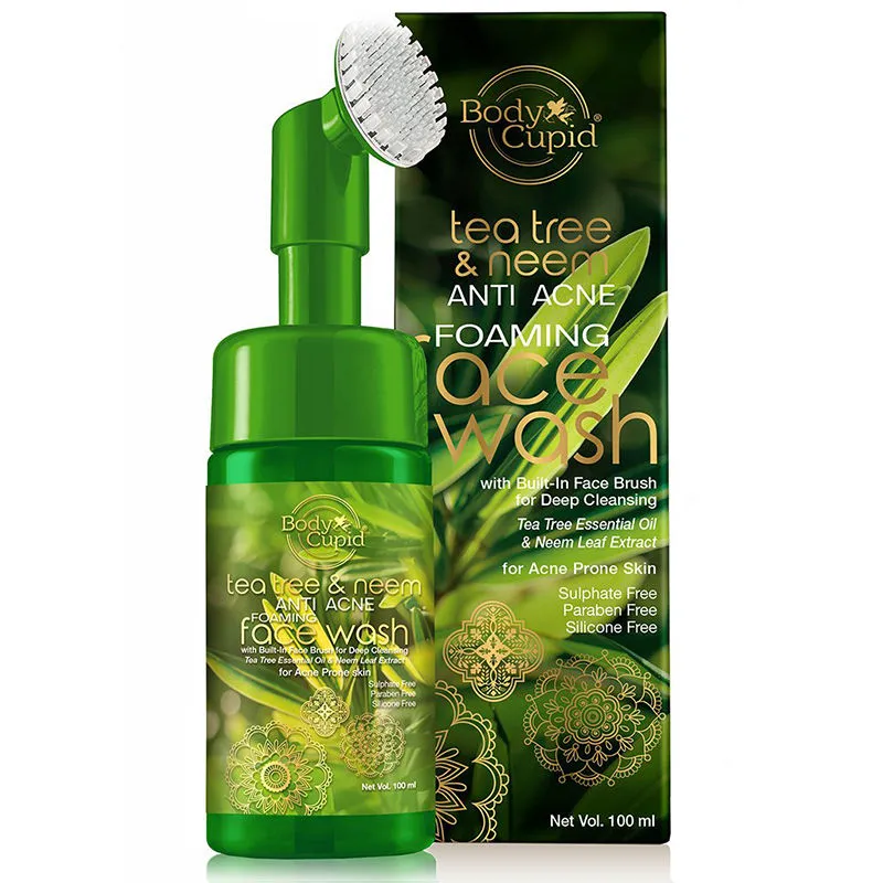 Body Cupid Tea Tree And Neem Anti Acne Foaming Face Wash With Built In Brush