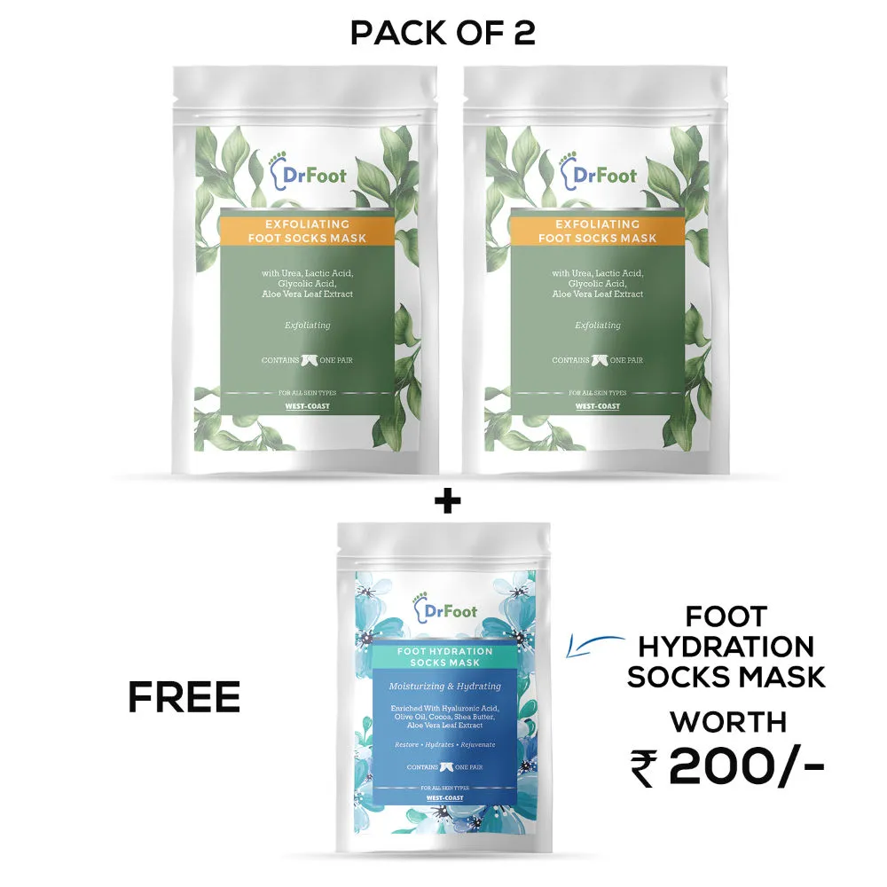 Dr.Foot Exfoliating Foot Mask Sock (Buy Pack Of 2 Get 1 Foot Hydration Socks Mask Free)