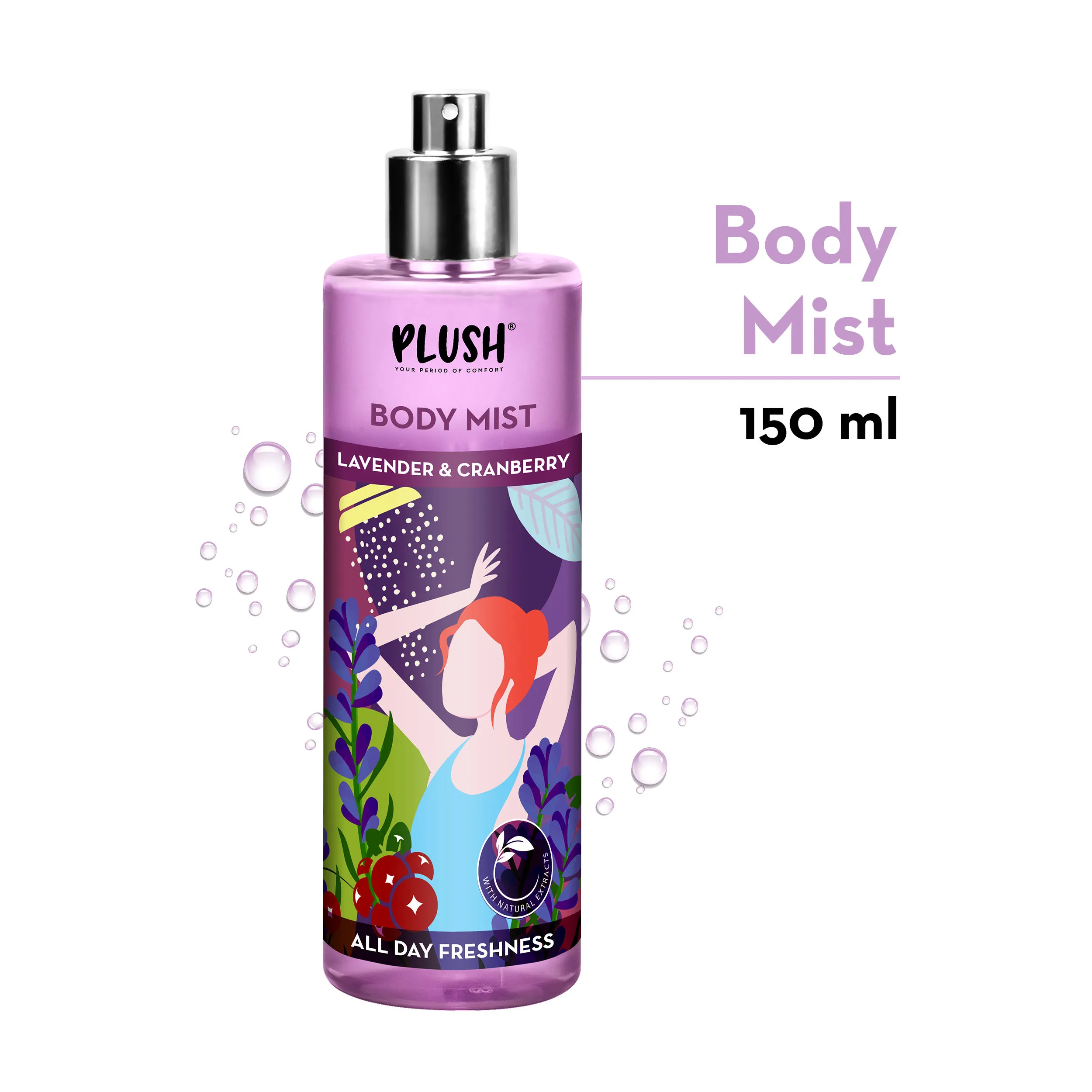 Plush Lavender & Cranberry Refreshing Body Mist for Women