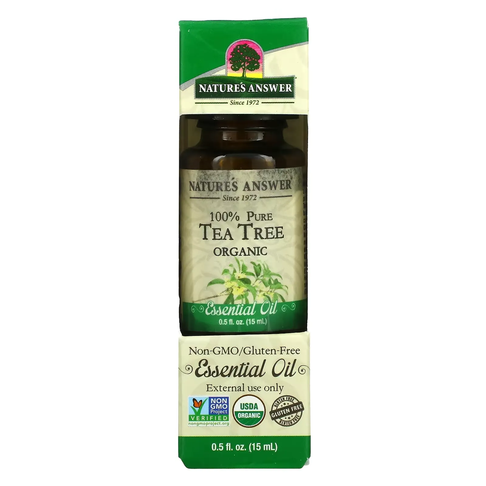 Organic Essential Oil, 100% Pure Tea Tree, 0.5 fl oz (15 ml)