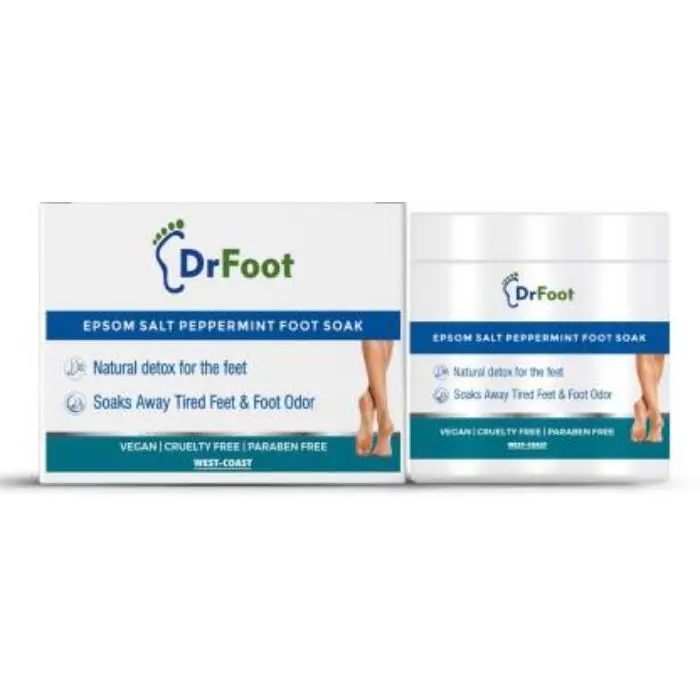 Dr Foot Epsom Salt Peppermint Foot Soak (Magnesium Sulphate) For Muscle Aches, Pain Relief, Relaxation, Spa Treatment for Bathing and Foot – (200 g)