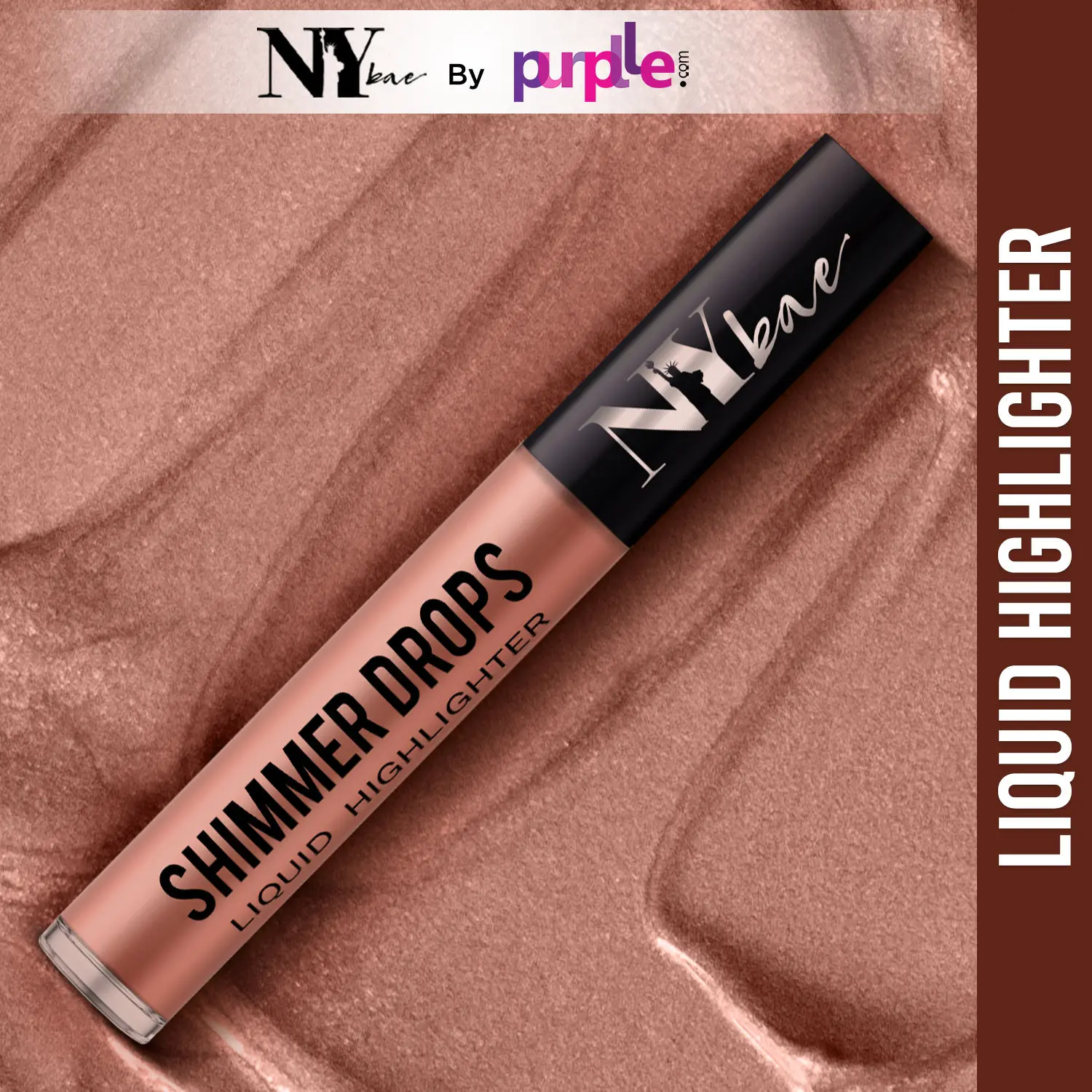 NY Bae Shimmer Drops Liquid Highlighter - Pearly Pink 04 (3 ml) | Pink | Rich Colour | Super Blendable | Multipurpose | Travel Friendly