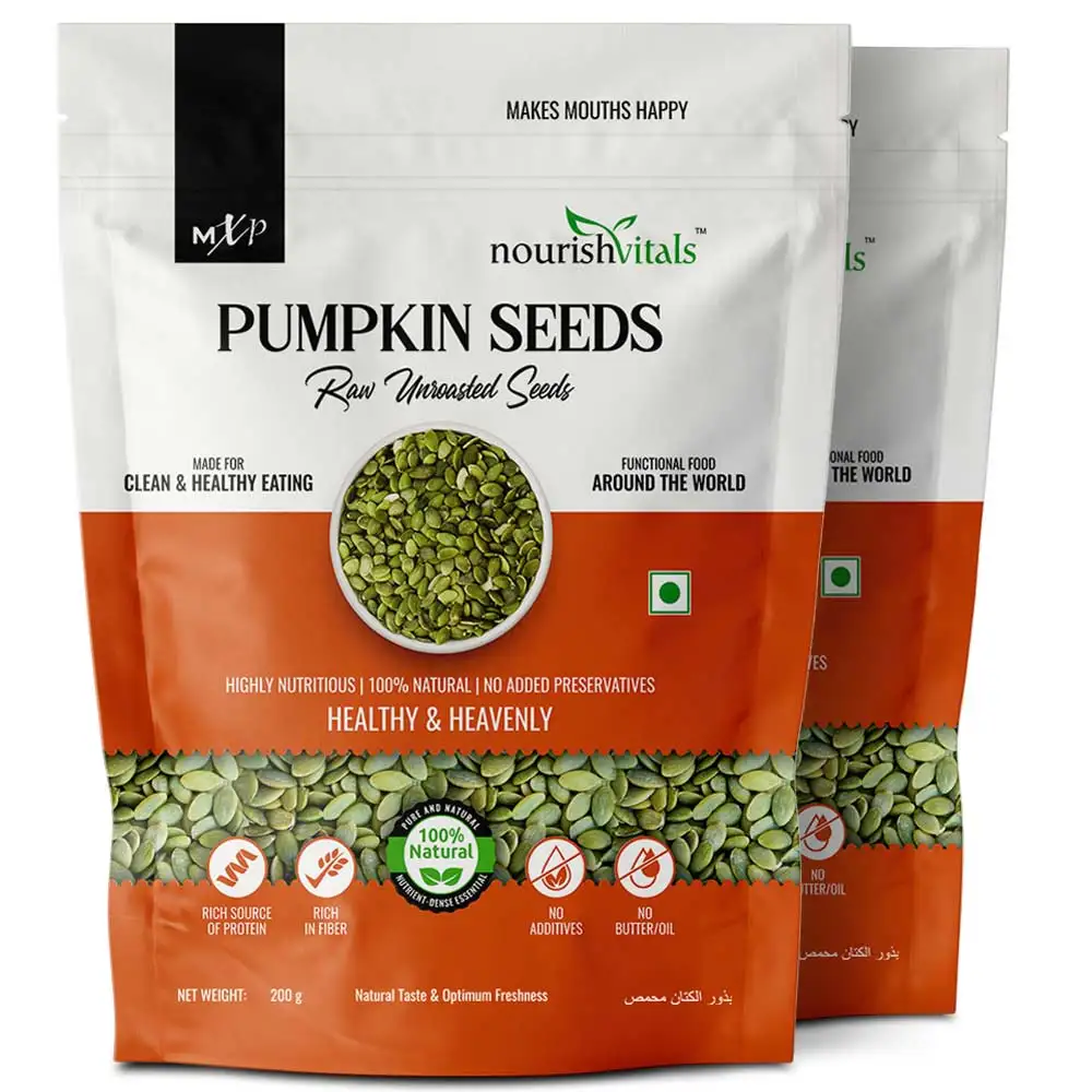 NourishVitals Pumpkin Raw Unroasted Seeds,  Unflavoured (Pack of 2)  200 g