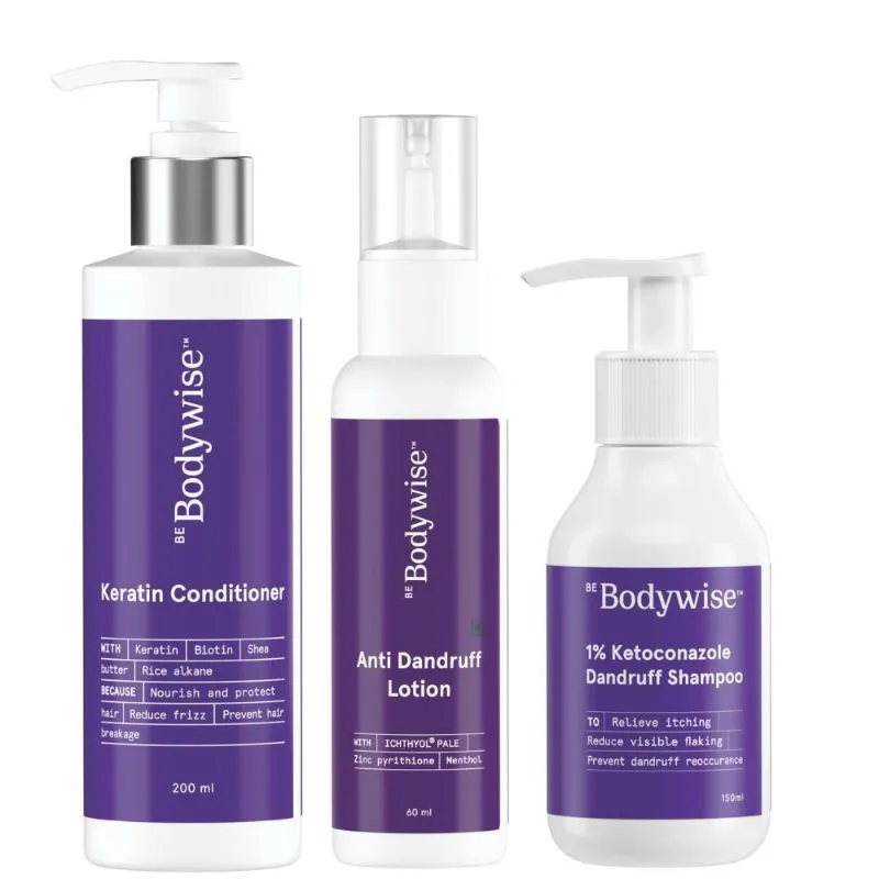 Be Bodywise Complete Dandruff Control Kit (1% Keto Shampoo + Anti Dandruff Lotion + Conditioner)