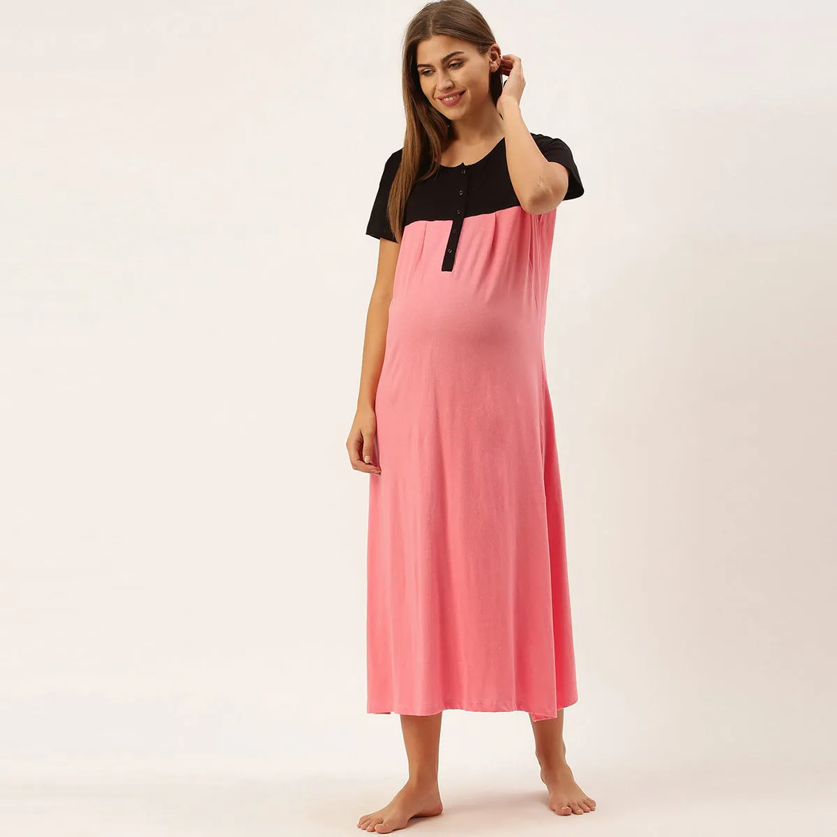 Nejo Feeding/Nursing Maternity Home Dress - Coral (M)