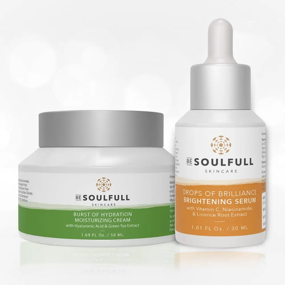 Be Soulfull Twice The Goodness I I Serum & Moisturiser I Vegan & Cruelty Free I No Parabens, Sulphates & Silicones I All Skin Type I For Men & Women - 2 Products