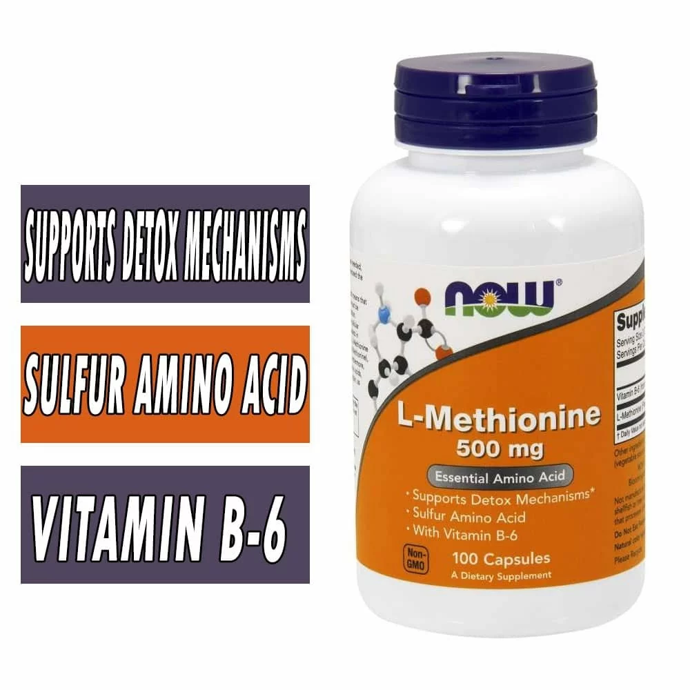 NOW L-Methionine - 500 mg - 100 Capsules