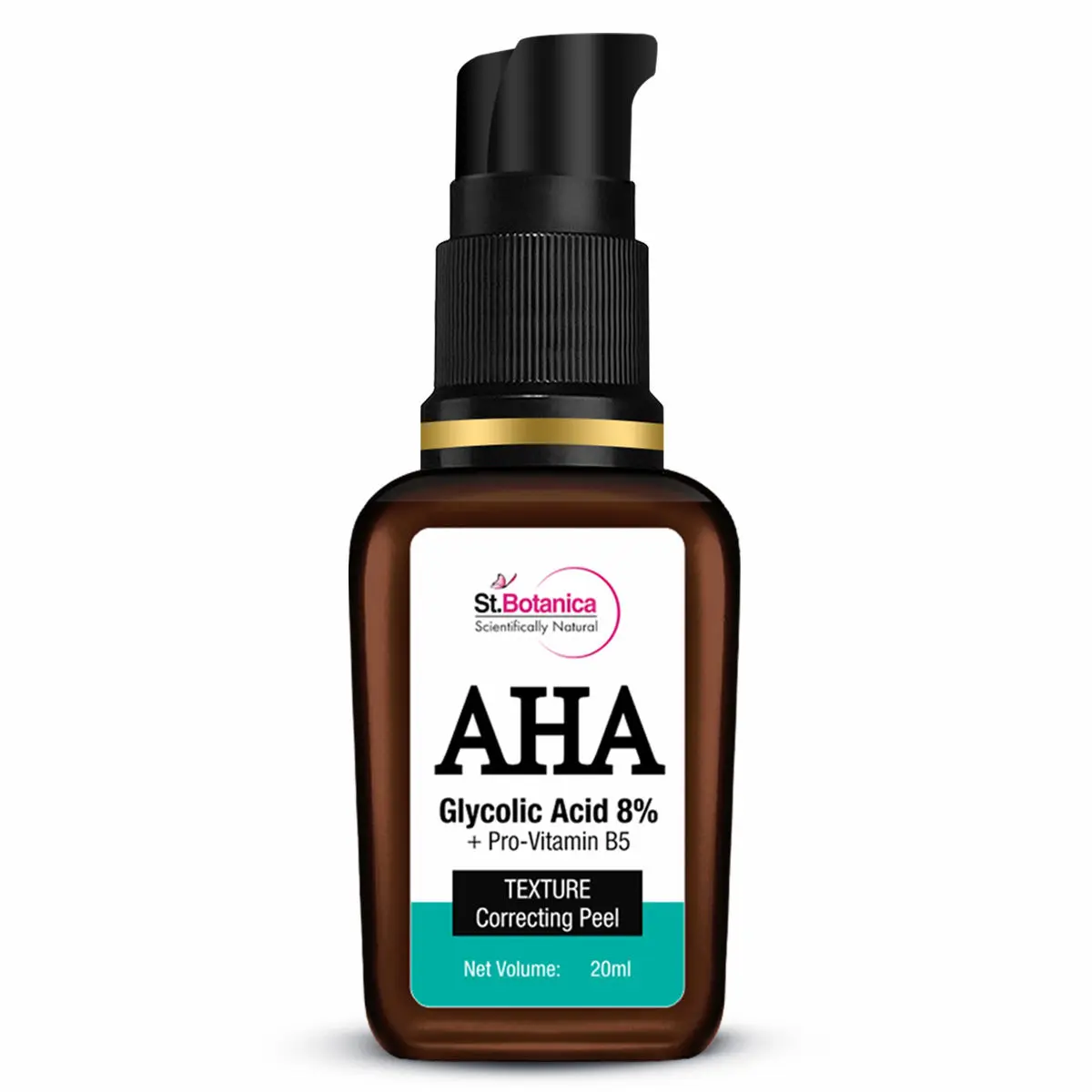 StBotanica AHA Glycolic Acid 8% + Pro Vitamin B5 Texture Correcting Skin Peel (Face Serum), 20 ml