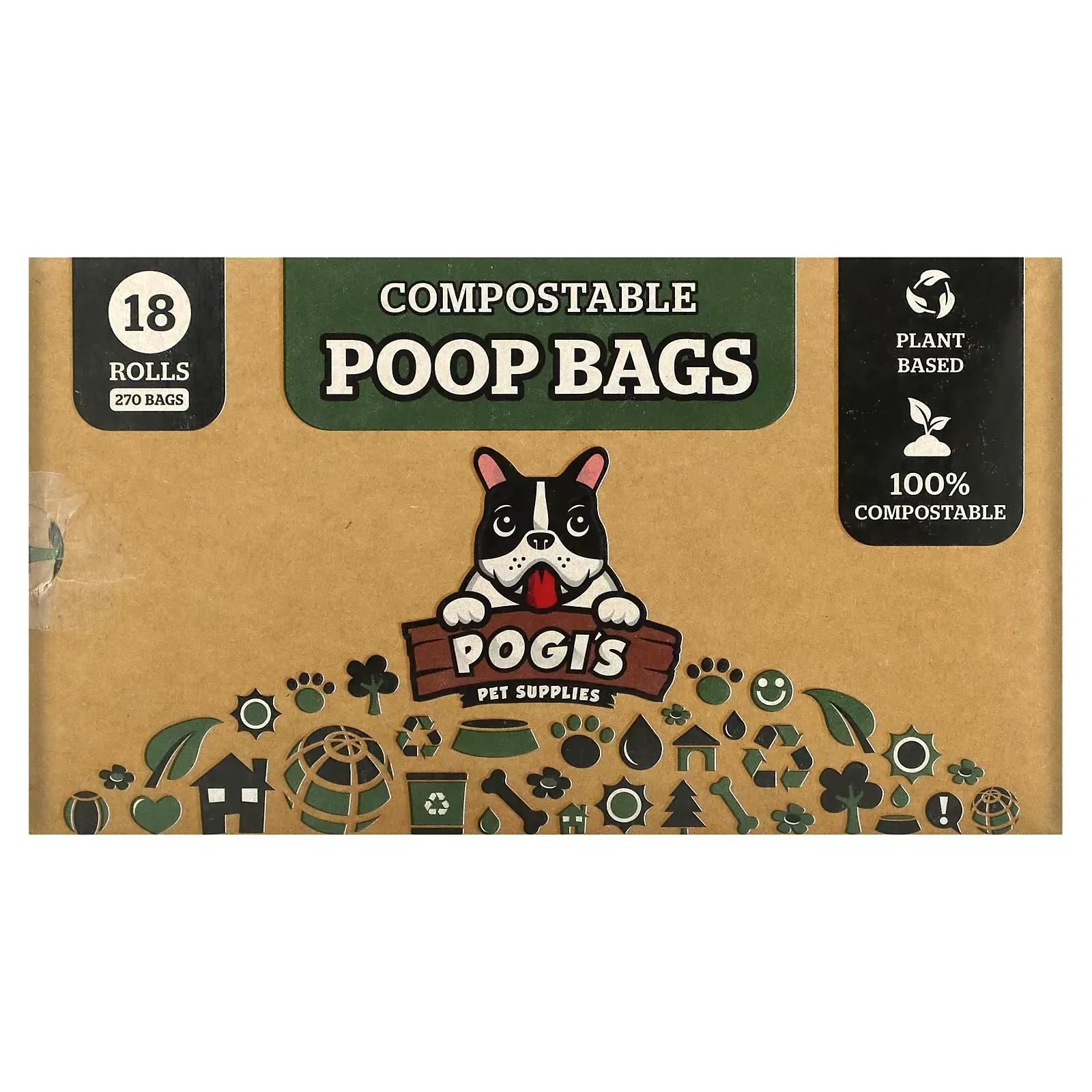 Compostable Poop Bags, 18 Rolls, 270 Bags