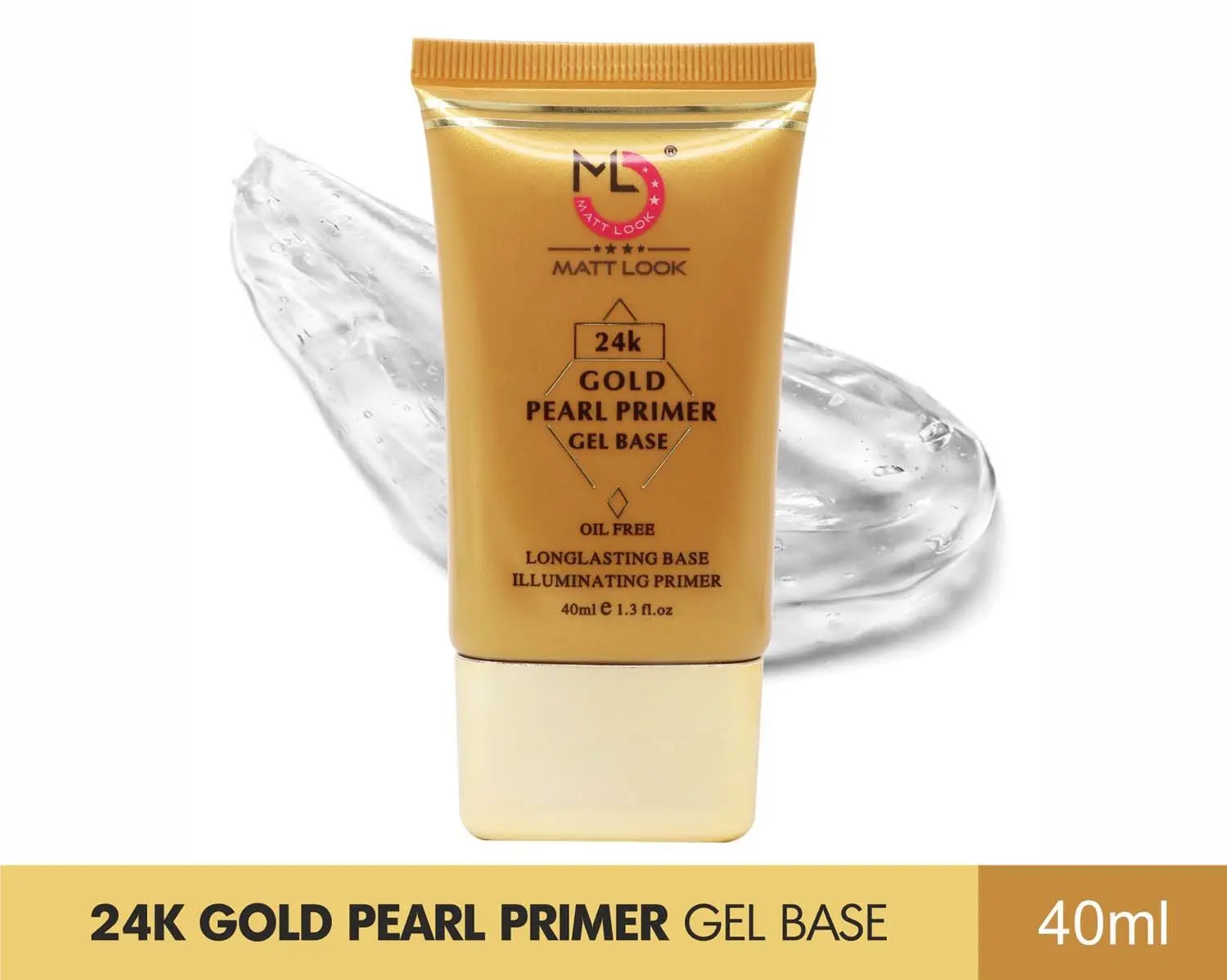 Matt look 24K Gold Pearl Primer Gel Base, Oil Free & Longlasting (40ml)