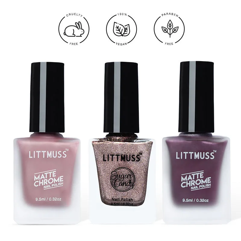 Littmuss Addicted To You - Matte Chrome & Sugar Candy Nail Polish Combo