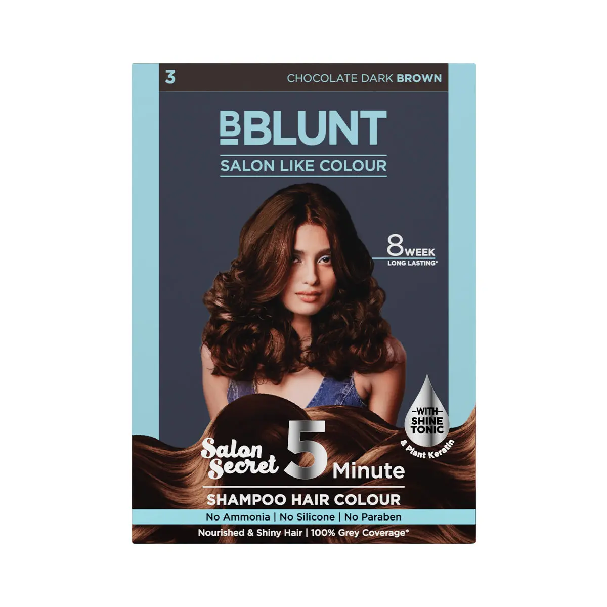 BBLUNT Chocolate Dark Brown 5 Minute Shampoo Hair Colour for 100% Grey Coverage - 20ml X 5