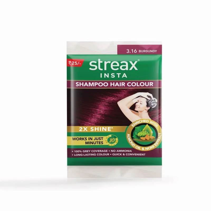 Streax Insta Shampoo Hair Colour - Burgandy